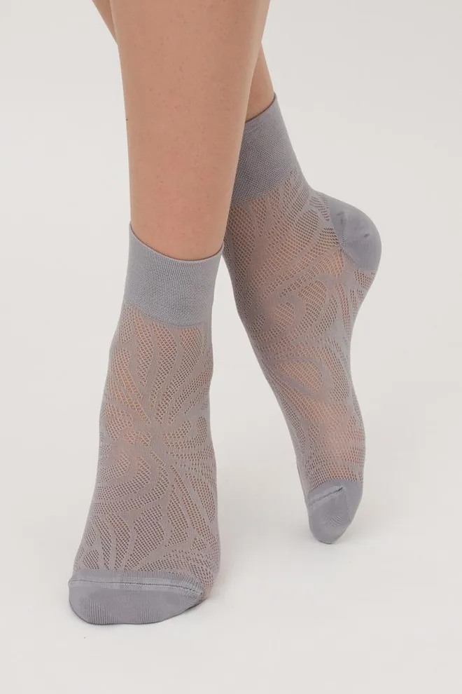 Шкарпетки жіночі классические ажурні WS2 Air Pa 010 Giulia (griffin), сірий