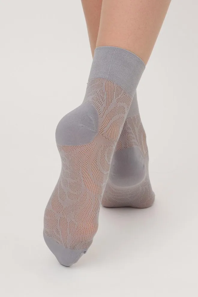 Шкарпетки жіночі классические ажурні WS2 Air Pa 010 Giulia (griffin), сірий