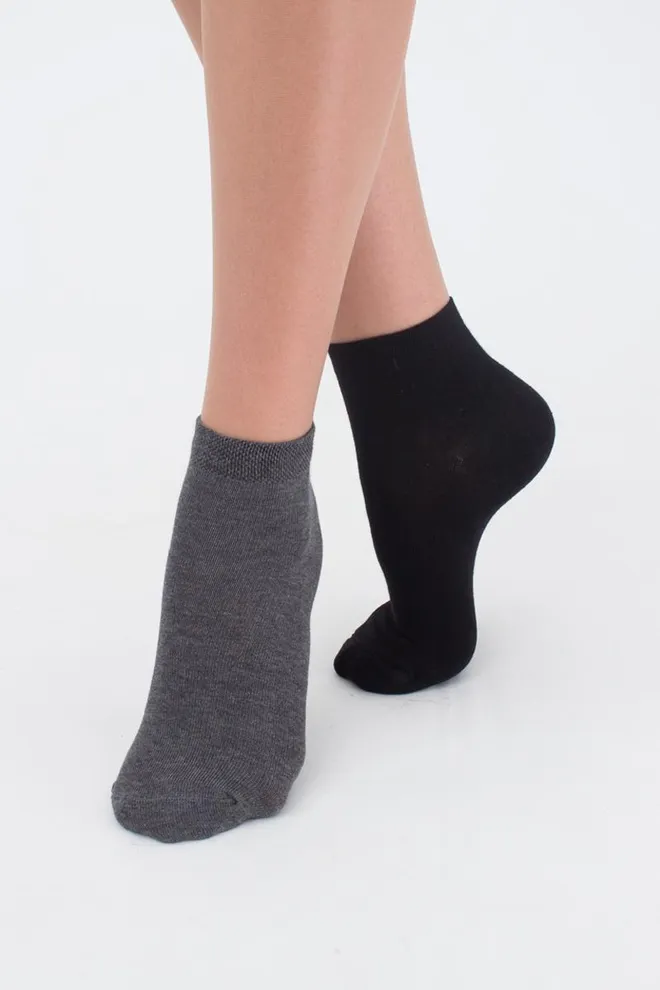 Носки женские низкие Ws2 classic Giulia 2 пары (dark grey melange/black)