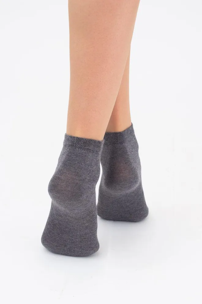 Носки женские низкие Ws2 classic Giulia 2 пары (dark grey melange/coral)