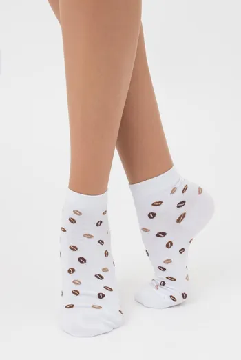 Шкарпетки жіночі класичні з принтом WS2 coffee 002 Giulia (white) Шкарпетки жіночі класичні з принтом WS2 coffee 002 Giulia (white)