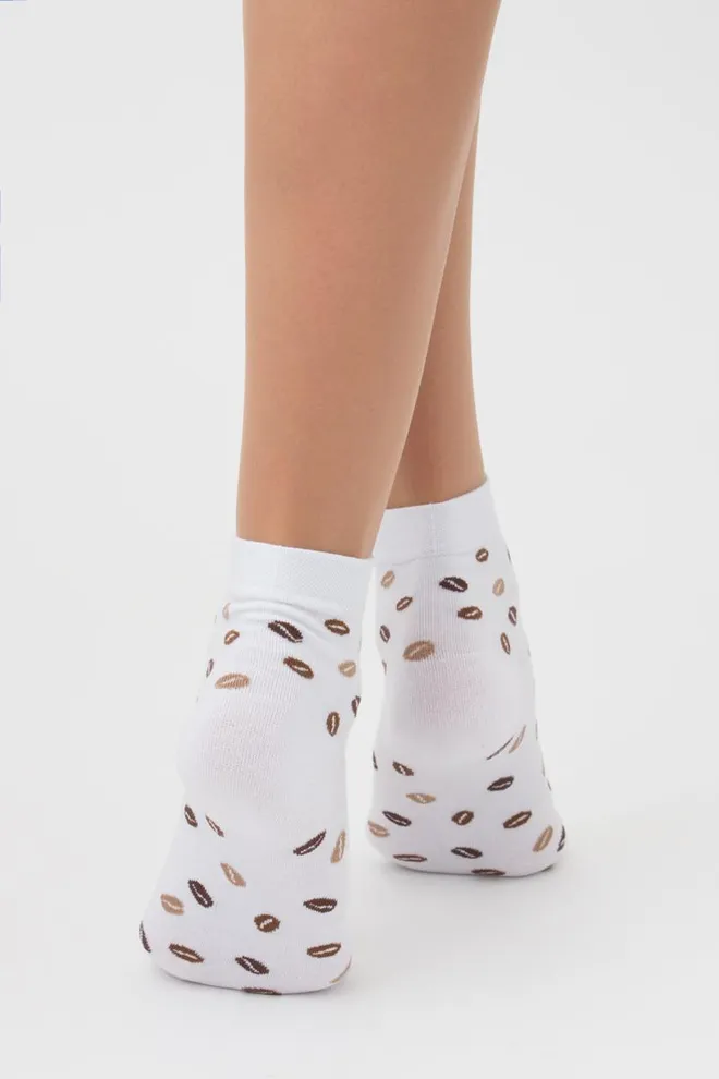 Шкарпетки жіночі класичні з принтом WS2 coffee 002 Giulia (white)