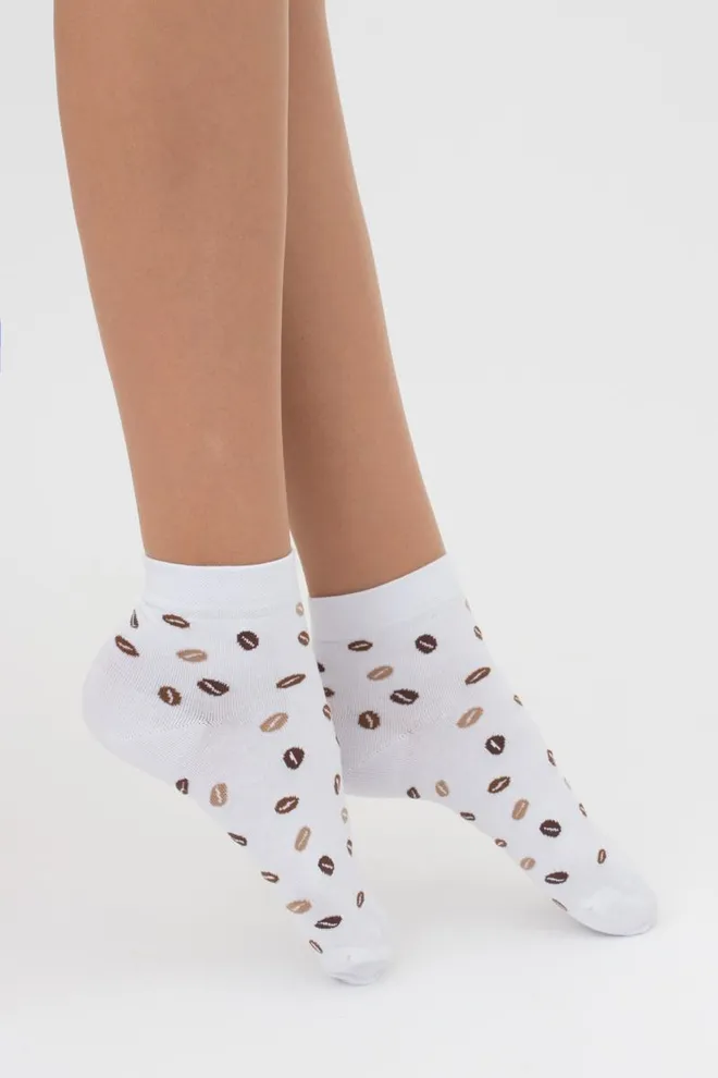 Шкарпетки жіночі класичні з принтом WS2 coffee 002 Giulia (white)