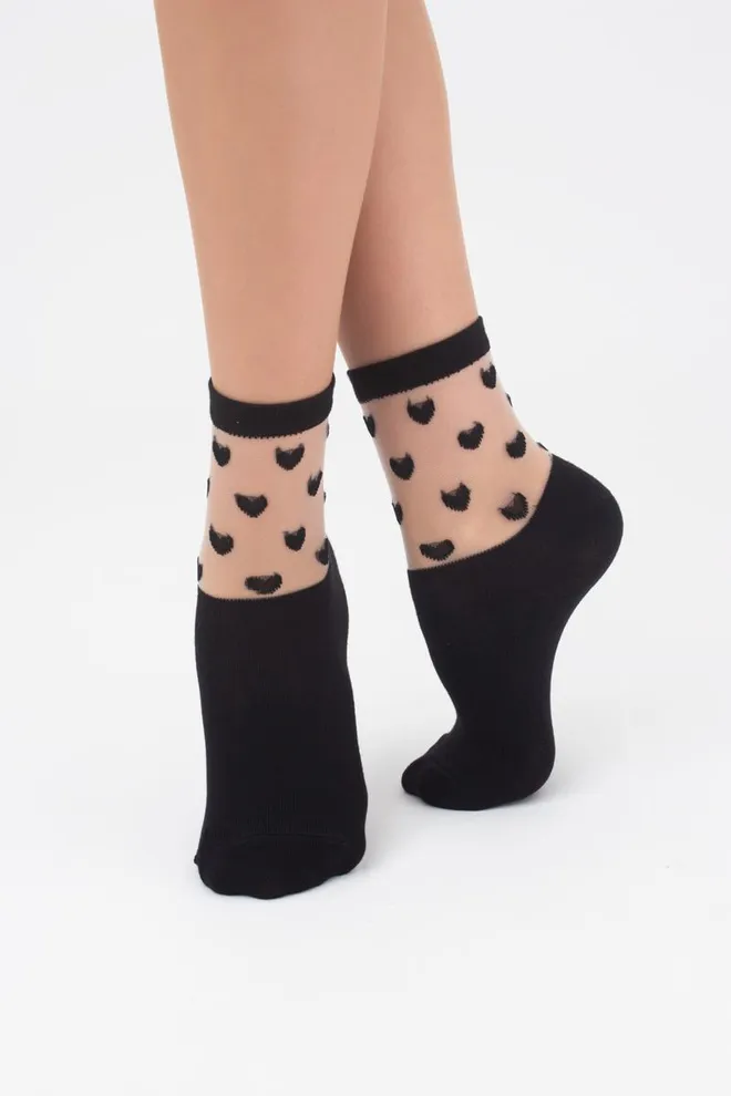 Носки женские классические в сердечко WS2 cristal 008 Giulia (nero)