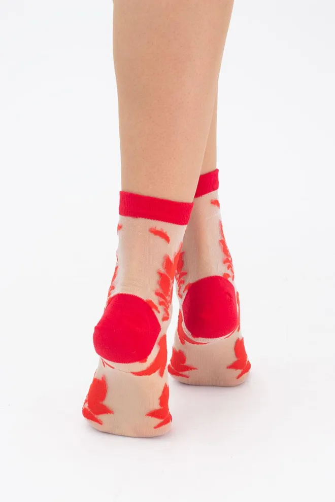 Носки женские классические прозрачные Ws2 cristal 043 Giulia (red), красный