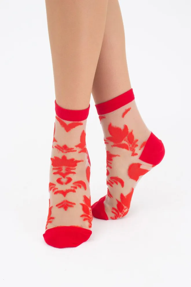 Носки женские классические прозрачные Ws2 cristal 043 Giulia (red), красный