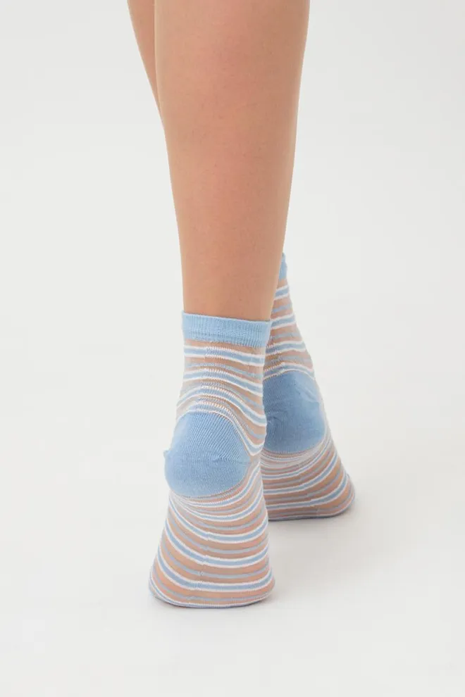 Шкарпетки жіночі класичні в смужку Ws2 cristal 059 Giulia (baby blue)