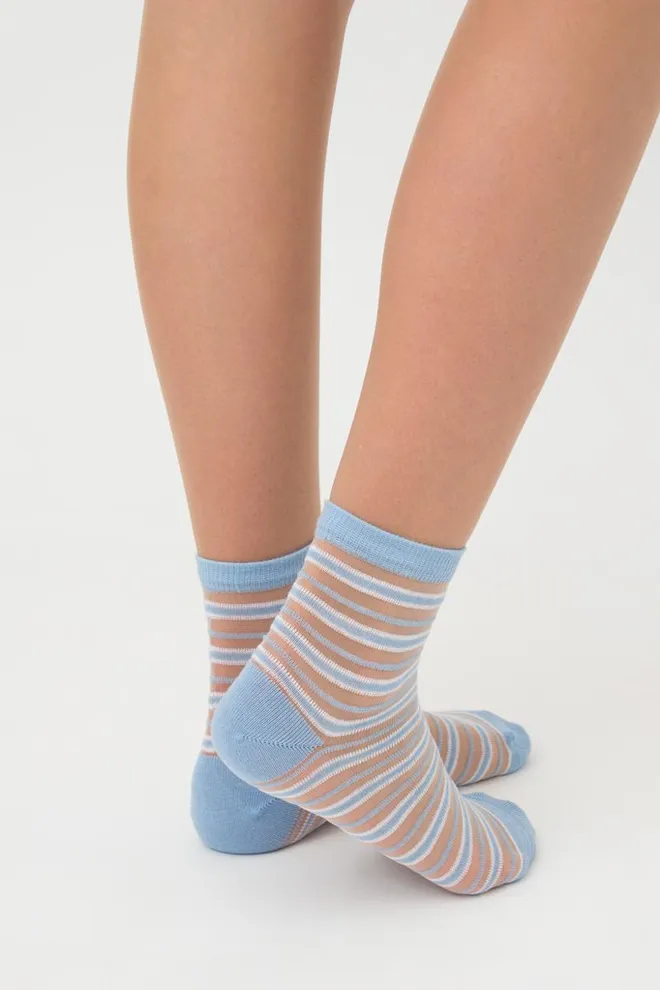 Шкарпетки жіночі класичні в смужку Ws2 cristal 059 Giulia (baby blue)