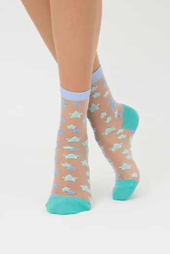 Шкарпетки жіночі класичні прозорі з малюнком WS2 Cristal 063 Giulia (mint) Шкарпетки жіночі класичні прозорі з малюнком WS2 Cristal 063 Giulia (mint)