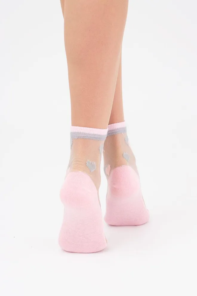 Носки женские классические с сердцами Ws2 cristal 066 Giulia (pearl), розовый