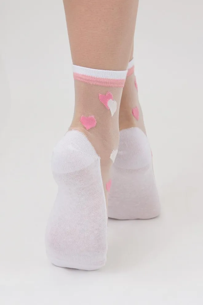 Носки женские классические с сердцами Ws2 cristal 066 Giulia (bianco)