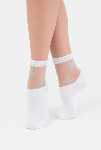 Носки женские классические Ws2 cristal lurex 001 Giulia (white)