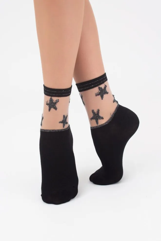 Носки женские классические Ws2 cristal lurex 001 Giulia (black)