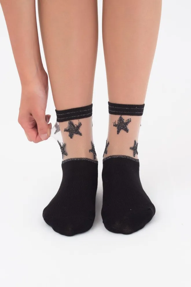 Носки женские классические Ws2 cristal lurex 001 Giulia (black)