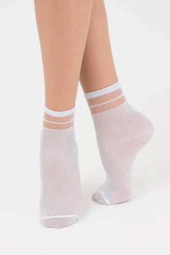 Носки женские короткие WS2 cristal lurex pa 001 Giulia (bianco)
