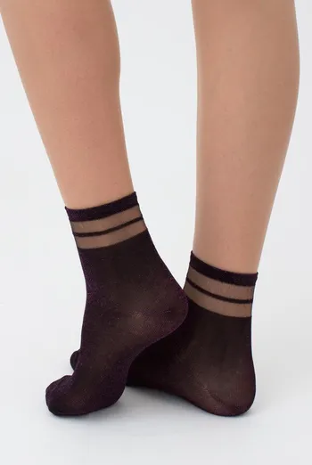 Шкарпетки жіночі короткі WS2 cristal lurex pa 001 Giulia (black/pink)