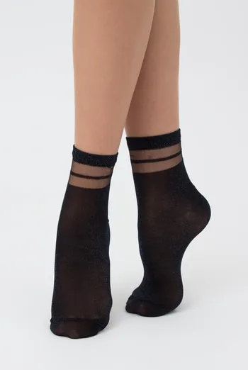 Шкарпетки жіночі короткі WS2 cristal lurex pa 001 Giulia (black/turquoise) Шкарпетки жіночі короткі WS2 cristal lurex pa 001 Giulia (black/turquoise)