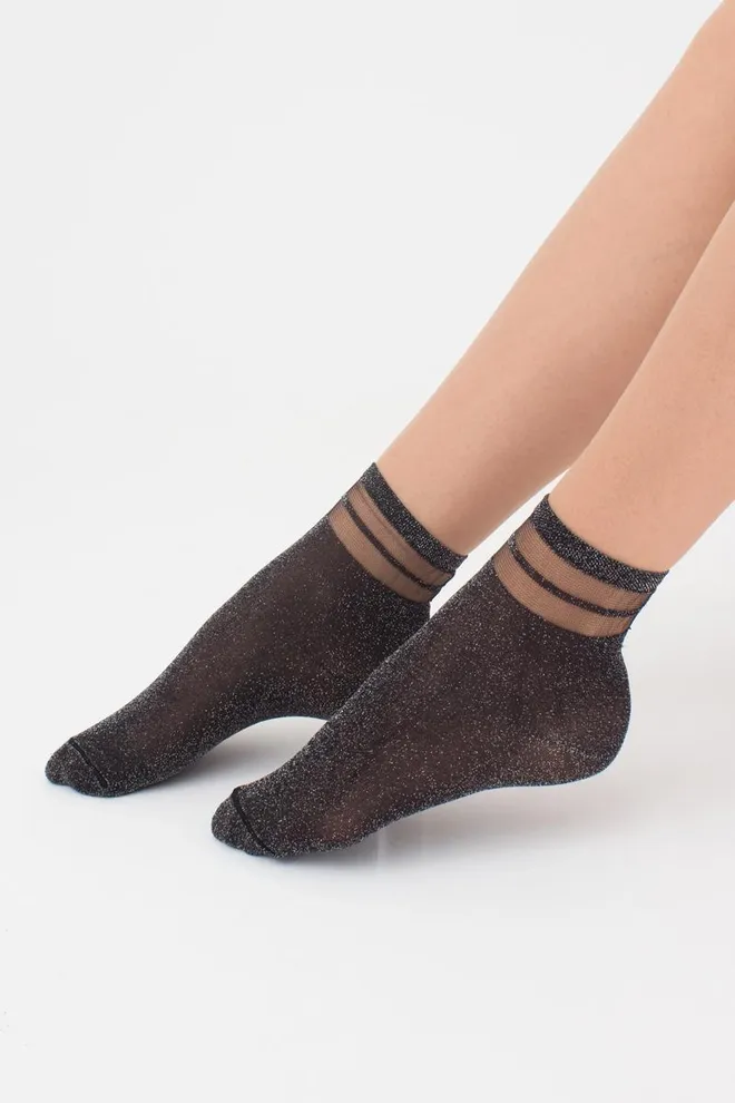 Шкарпетки жіночі короткі WS2 cristal lurex pa 001 Giulia (nero)