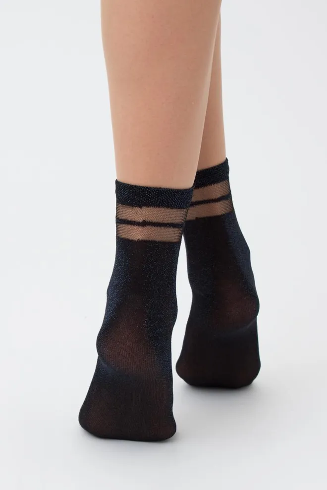 Шкарпетки жіночі короткі WS2 cristal lurex pa 001 Giulia (black/turquoise)