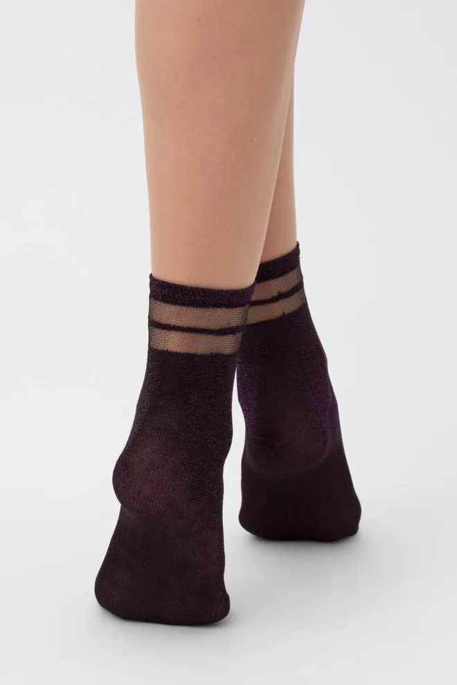 Шкарпетки жіночі короткі WS2 cristal lurex pa 001 Giulia (black/pink)