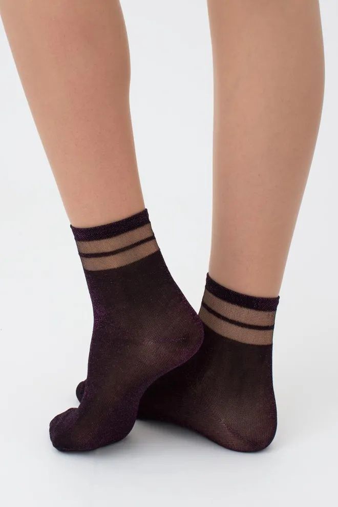 Шкарпетки жіночі короткі WS2 cristal lurex pa 001 Giulia (black/pink)