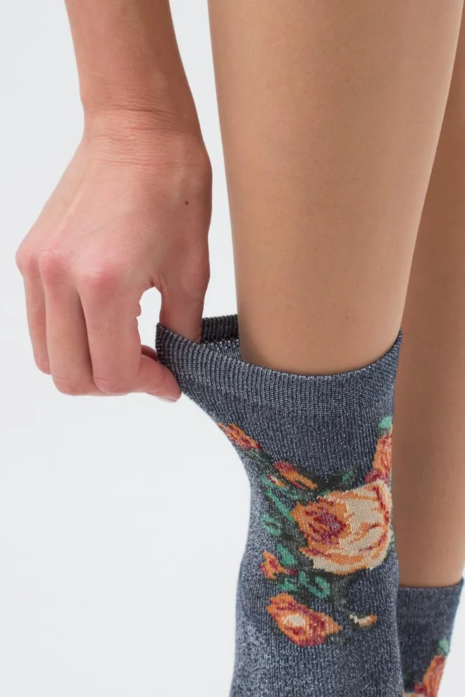 Носки женские с люрексом Ws3 art deco lurex 001 Giulia (dress blue/silver metallic)