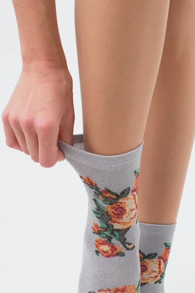 Носки женские с люрексом Ws3 art deco lurex 001 Giulia (steel/silver metallic)