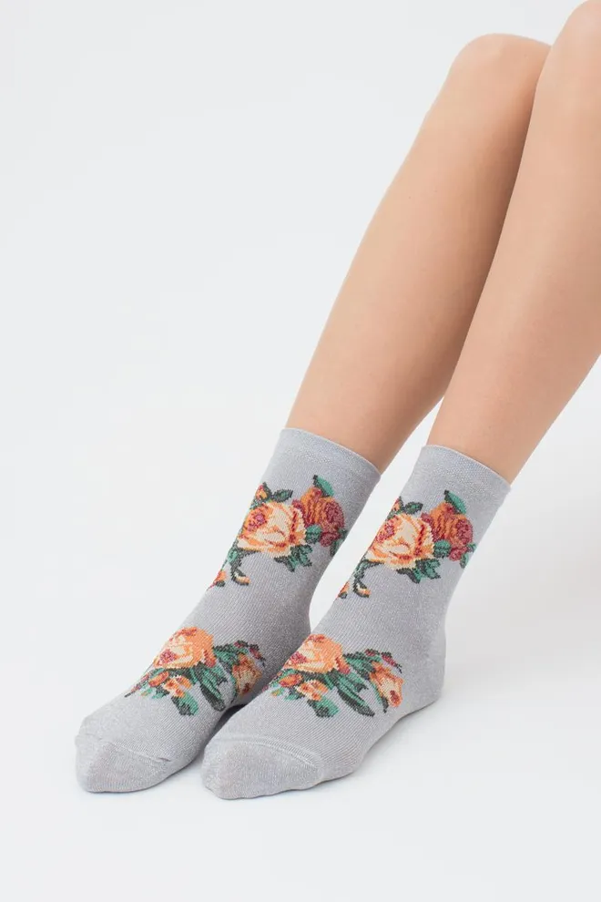 Носки женские с люрексом Ws3 art deco lurex 001 Giulia (steel/silver metallic)