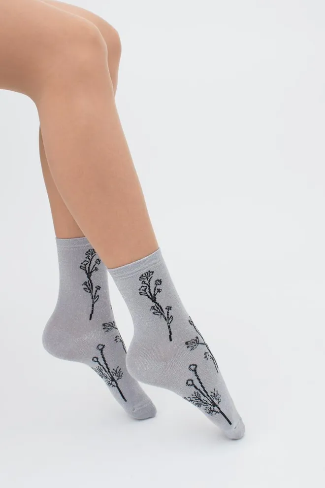 Носки женские с люрексом Ws3 art deco lurex 003 Giulia (steel/silver metallic)