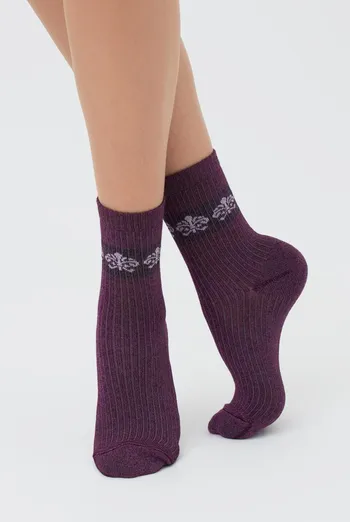 Носки женские с люрексом Ws3 art deco lurex rib 002 Giulia (shiny pink metallic)