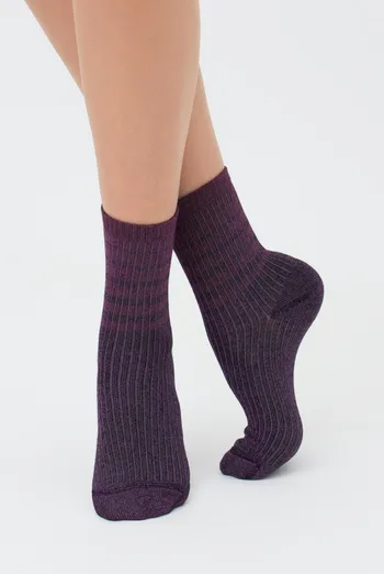 Носки женские с люрексом Ws3 art deco lurex rib 003 Giulia (shiny pink metallic)