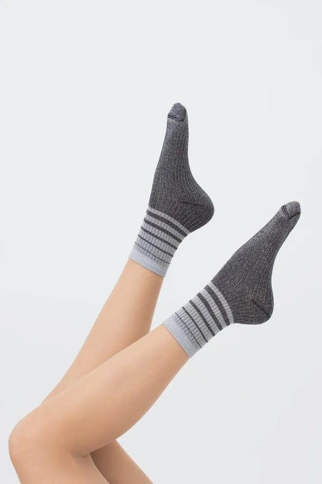 Носки женские с люрексом Ws3 art deco lurex rib 003 Giulia (steel/silver metallic)
