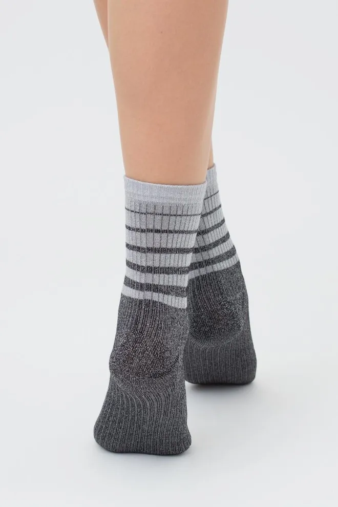 Носки женские с люрексом Ws3 art deco lurex rib 003 Giulia (steel/silver metallic)