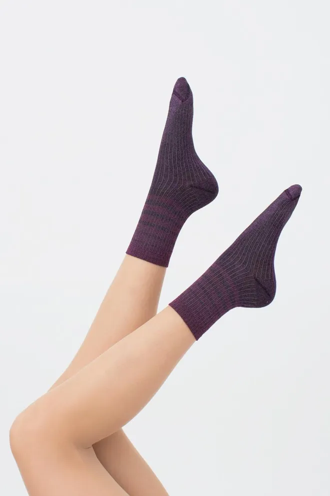 Носки женские с люрексом Ws3 art deco lurex rib 003 Giulia (shiny pink metallic)