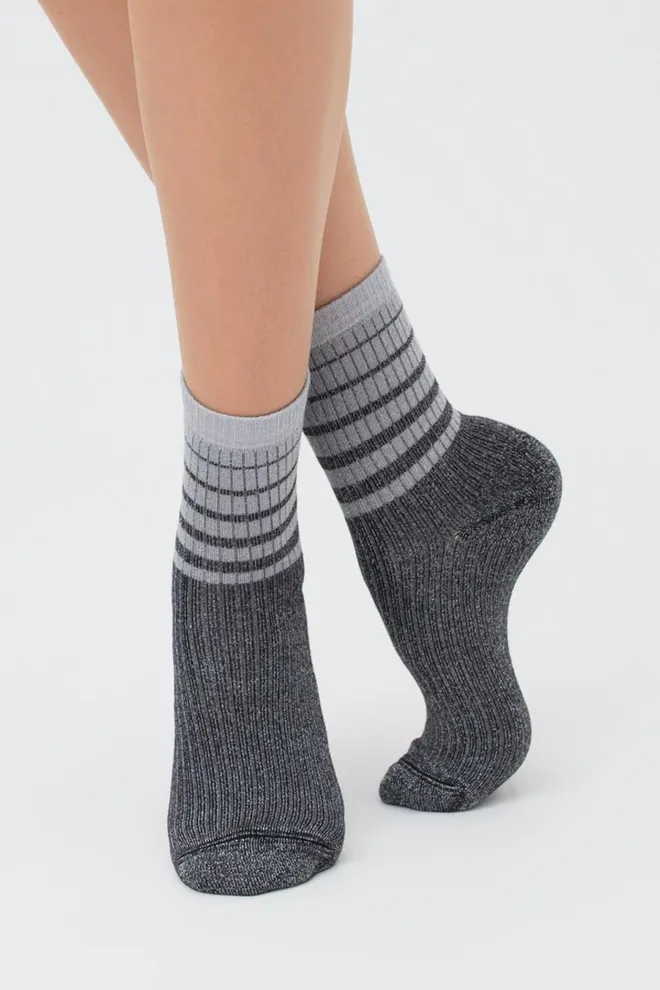 Носки женские с люрексом Ws3 art deco lurex rib 003 Giulia (steel/silver metallic)