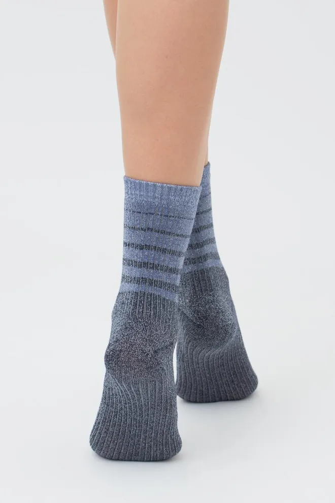 Носки женские с люрексом Ws3 art deco lurex rib 003 Giulia (dress blue/silver metallic)