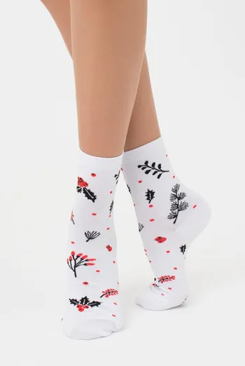 Шкарпетки жіночі класичні з принтом WS3 Autumn 005 Giulia (white) Шкарпетки жіночі класичні з принтом WS3 Autumn 005 Giulia (white)