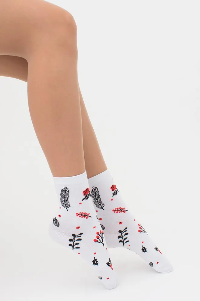 Шкарпетки жіночі класичні з принтом WS3 Autumn 005 Giulia (white)