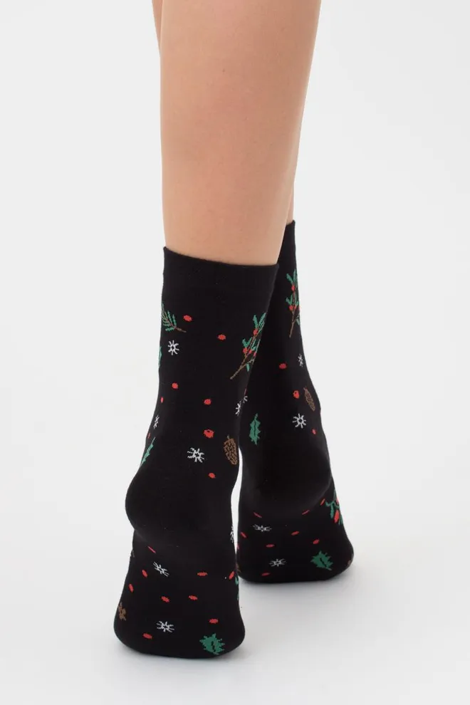 Шкарпетки жіночі класичні з принтом WS3 autumn 006 Giulia (black)