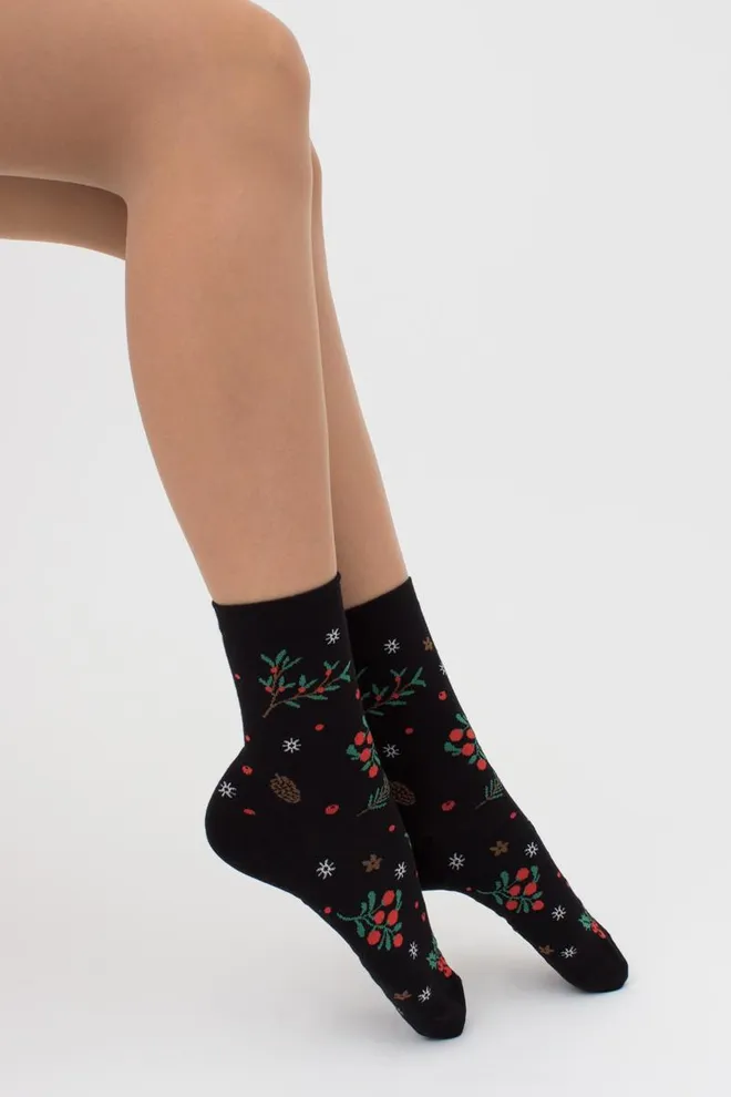 Шкарпетки жіночі класичні з принтом WS3 autumn 006 Giulia (black)