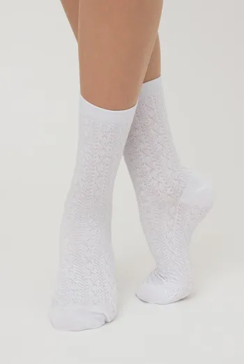 Жіночі високі шкарпетки з фактурним малюнком Ws3 Background 001 Giulia (white), білий