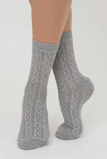 Носки женские классические с фактурным рисунком Ws3 Background 001 Giulia (light grey melange), серый Носки женские классические с фактурным рисунком Ws3 Background 001 Giulia (light grey melange), серый