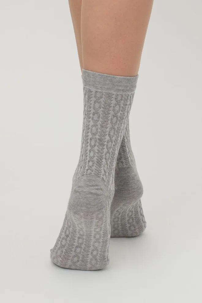 Носки женские классические с фактурным рисунком Ws3 Background 001 Giulia (light grey melange), серый
