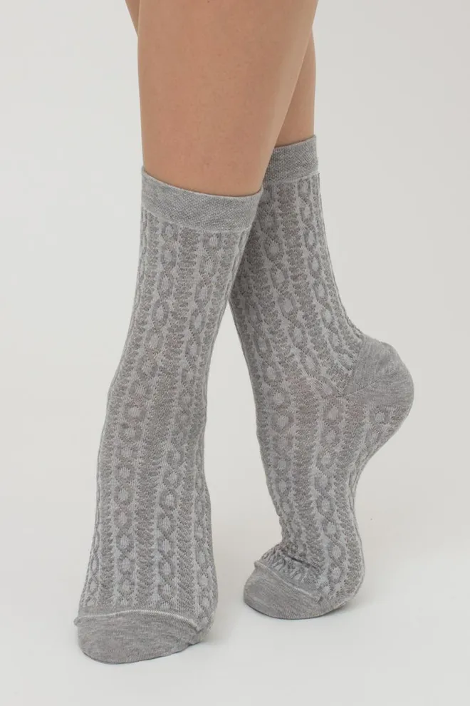 Носки женские классические с фактурным рисунком Ws3 Background 001 Giulia (light grey melange), серый