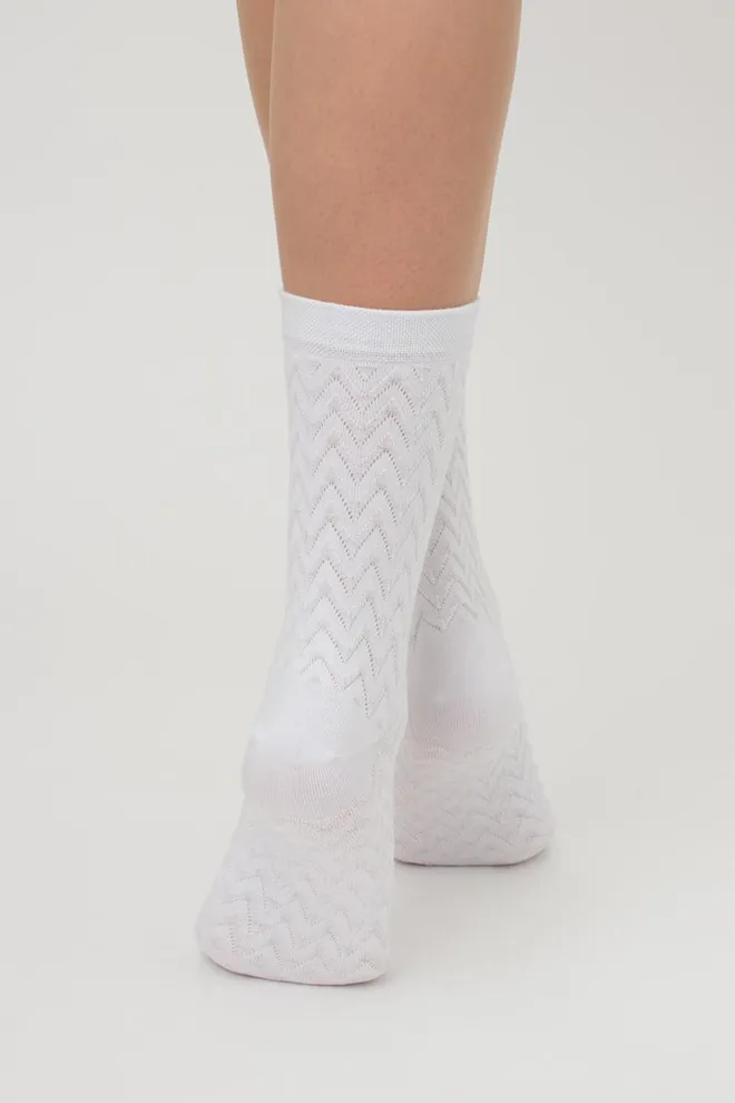 Жіночі високі шкарпетки з фактурним візерунком Ws3 Background 002 Giulia (white)