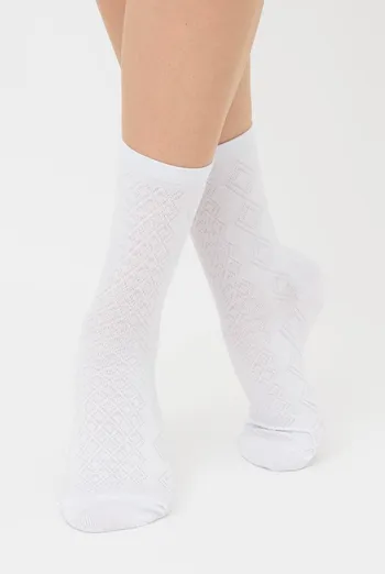 Жіночі високі шкарпетки з візерунком Ws3 Background 004 Giulia (white), білий Жіночі високі шкарпетки з візерунком Ws3 Background 004 Giulia (white), білий
