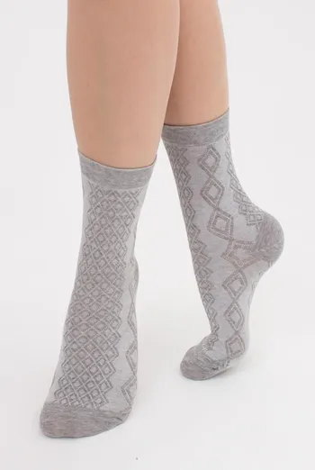 Носки женские классические с узором Ws3 Background 004 Giulia (light grey melange), серый