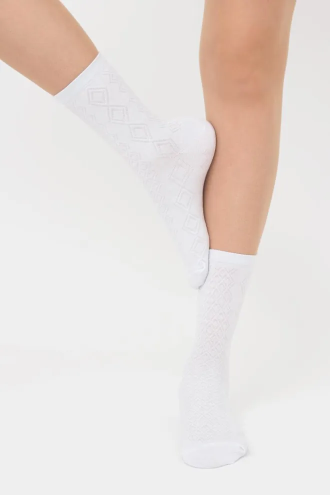 Жіночі високі шкарпетки з візерунком Ws3 Background 004 Giulia (white), білий