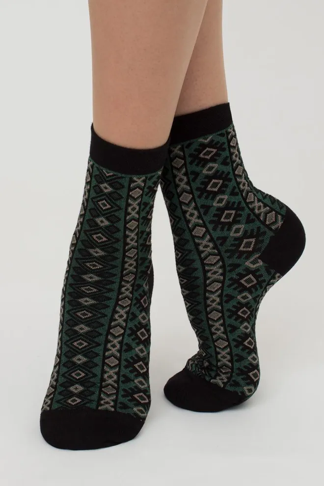 Жіночі високі шкарпетки з візерунком Ws3 Background 005 Giulia (black/green)