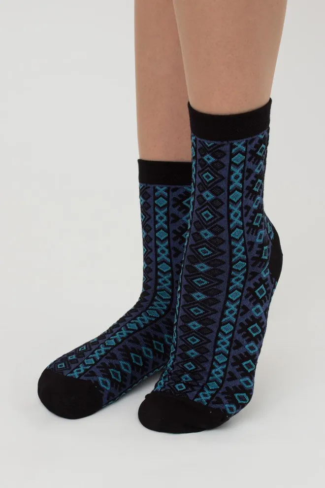 Носки женские классические с узором Ws3 Background 005 Giulia (black/jeans)